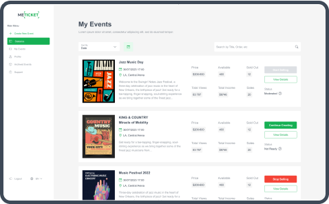 Set Up Ticket Price and Quantity